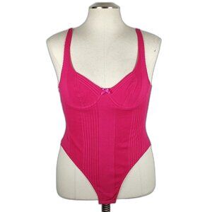 NWOT Corinna 100% Cotton Pink Vintage Bodysuit Shapewear Underwire Size …